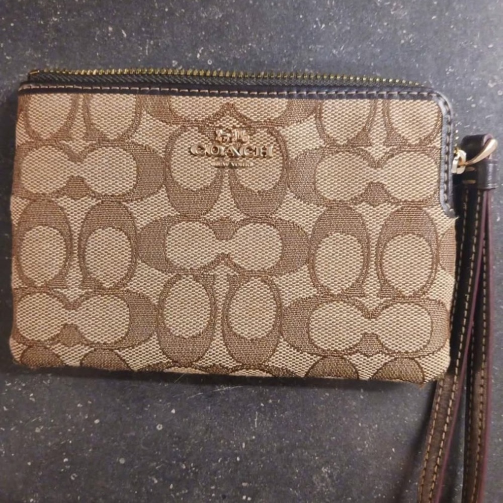 Coach Brown leather wristlet authentic